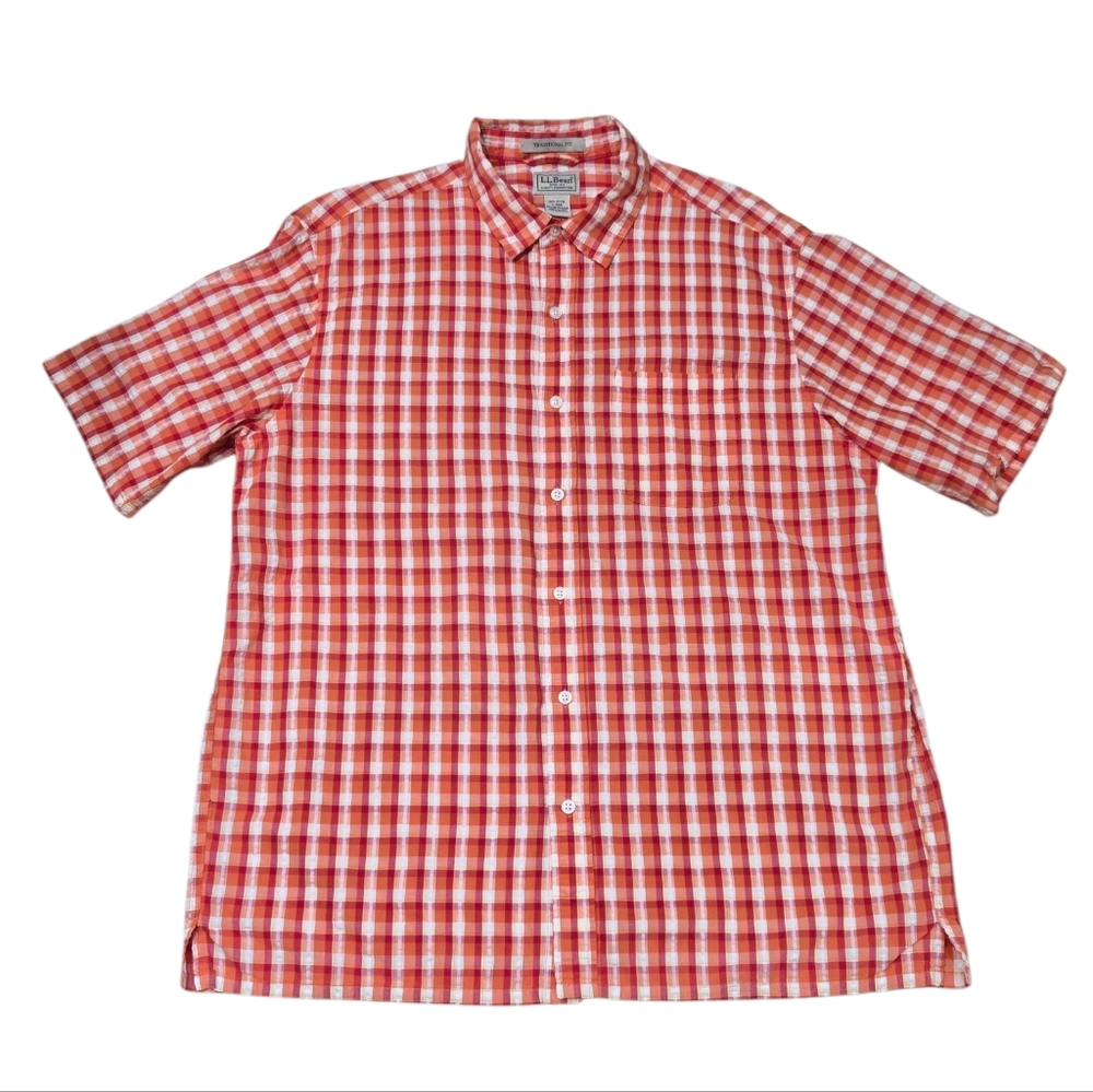 LL Bean Traditional Fit Button Down Shirt Gingham Men’s Regular L
